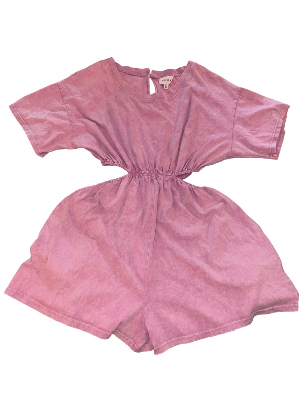 Washed Pink Short Sleeve Romper - Unbranded
